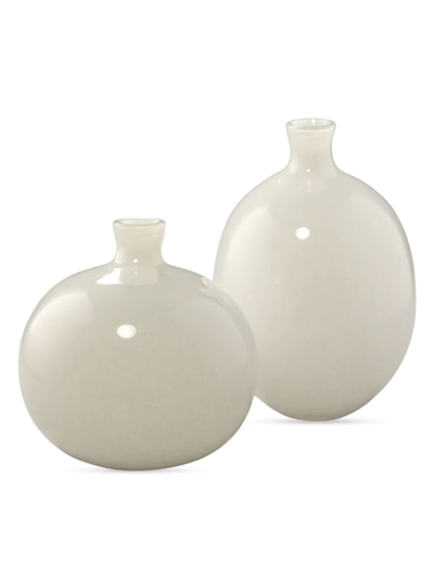 Jamie Young Co. Minx Decorative Glass Two-piece Vase Set In White Glass