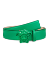 Versace La Medusa Leather Belt In Bright Green