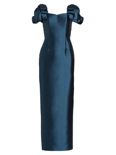 Alexia Maria Chloe Silk-wool Blend Column Gown In Imperial Blue