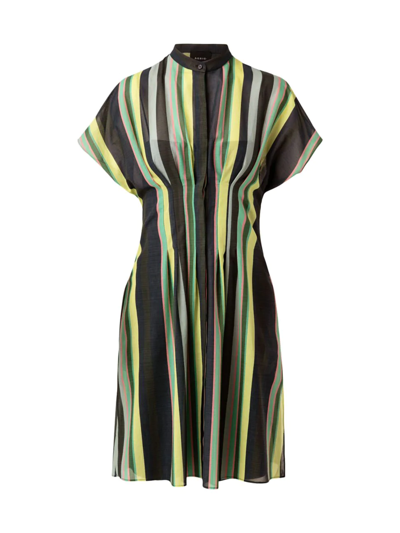 Akris Polychromatic-print Pleated Cotton Voile Mini Dress In Neutral