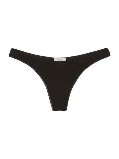 Eberjey Pima Stretch Cotton Thong In Black