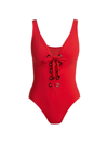Karla Colletto Swim Lucy Lace-up One-piece Swimsuit In Cherry