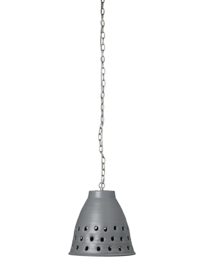 Jamie Young Co. Perforated Tapered Ceramic Pendant In Grey
