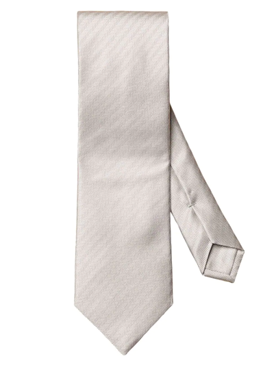 Eton Silk Herringbone Tie In Grey