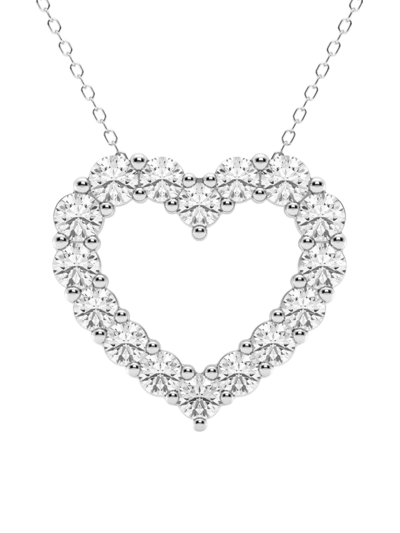 Saks Fifth Avenue Women's 14k White Gold & 3 Tcw Lab-grown Diamond Open-heart Pendant Necklace