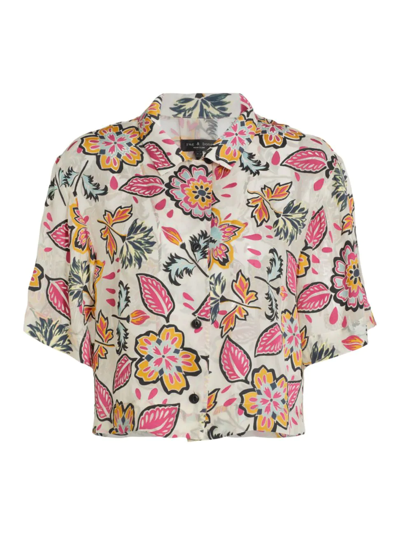 Rag & Bone Mare Floral Shirt In Whiteflr