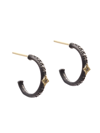 Armenta Old World 18k Yellow Gold, Sterling Silver, & Diamond Huggie Hoop Earrings In Black