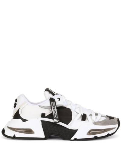 Dolce & Gabbana White And Black Leather Airmaster Trainers In Nero