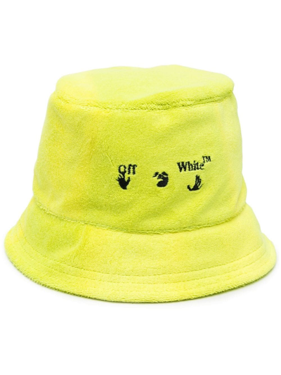 Off-white Logo刺绣渔夫帽 In Yellow