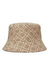 Tory Burch Short-brim T Monogram Bucket Hat In Hazel