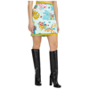 Moschino Calico Animals Piquet Mini Skirt In Light Blue