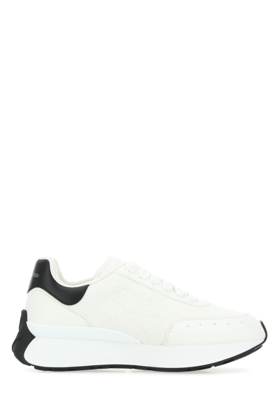 Alexander Mcqueen Mans Sprint Runner White Leather Sneakers In Multi-colored