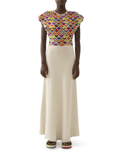 Chloé Cutout Crocheted Recycled Cashmere And Wool-blend Maxi Dress In Multicolour