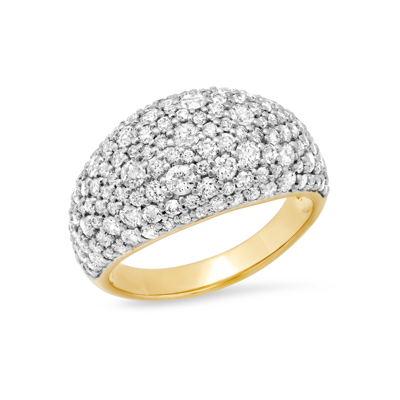 Eriness Diamond Sunburst Cocktail Ring In Yellow Gold,white Diamonds