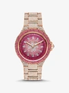MICHAEL KORS LIMITED-EDITION OVERSIZED CAMILLE OMBRÉ PAVÉ ROSE GOLD-TONE WATCH