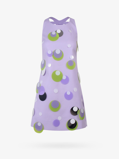 Vivetta Sequin Disc-embellished Mini Shift Dress In Purple