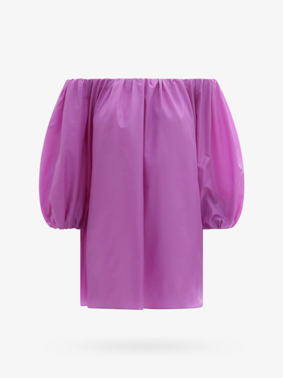 Valentino Washed Silk Taffeta Mini Dress In Purple