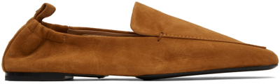 Totême Square-toe Suede Travel Loafers In Cognac