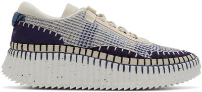 Chloé Chloe Nama Mix Material Low-top Sneakers In Blue