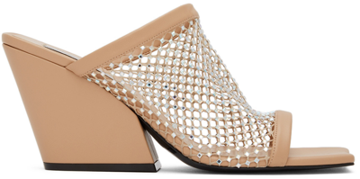 Stella Mccartney Crystal-embellished Mesh And Vegetarian Leather Mules In Nude & Neutrals