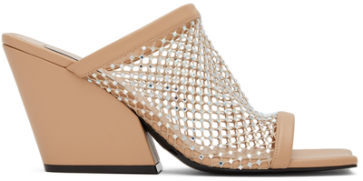 Stella Mccartney Crystal-embellished Mesh And Vegetarian Leather Mules In Neutrals