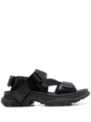 Alexander Mcqueen Flat Strappy Sandals In Black