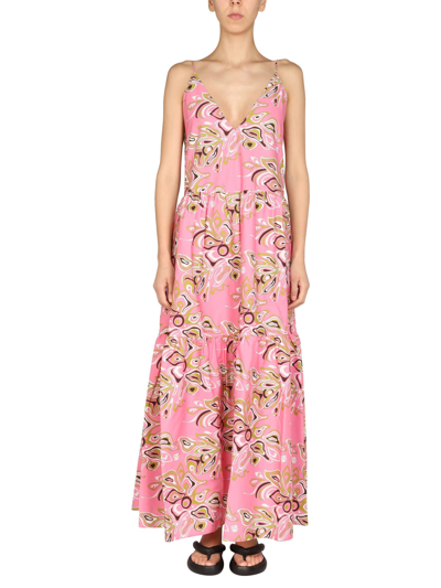 Emilio Pucci Sleeveless Long Printed Dress In Pink