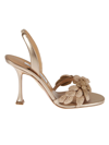 Aquazzura Galactic Flower 95 Crystal-embellished Leather Heeled Sandals In Light Copper/new Nude