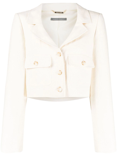 Alberta Ferretti Single-breasted Cropped Blazer In Bianco