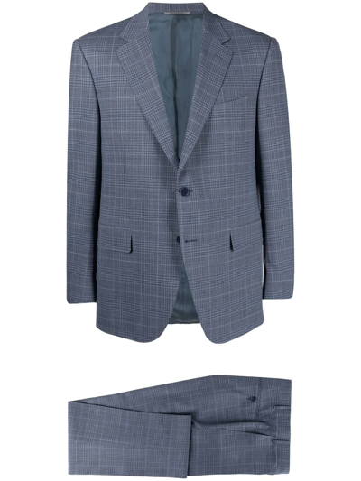 Canali Wool Plaid Blazer In Blue