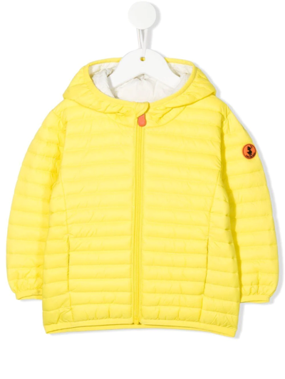 Save The Duck Babies' Wally Hooded Puffer Jacket In Yellow