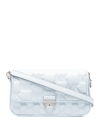 Michael Kors Bradshaw Logo-debossed Shoulder Bag In Blue