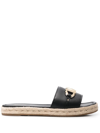 MICHAEL MICHAEL KORS IZZY LOGO-PLAQUE SLIDE SANDALS