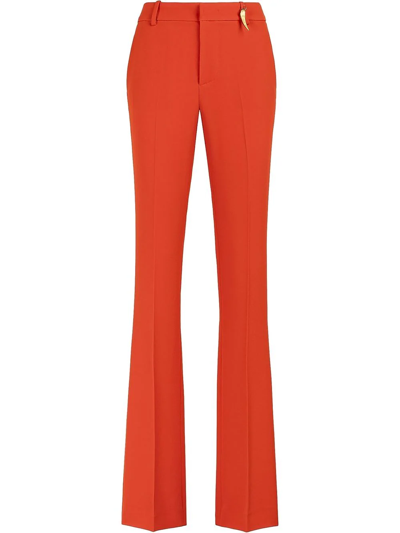 Roberto Cavalli Tiger Tooth-detailed Flared Trousers In Red