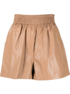 Stand Studio Elasticated Faux Leather Shorts In Nude