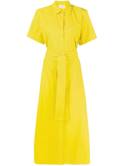 P.a.r.o.s.h Maxi Silk Shirt Dress In Gelb