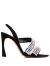 Alexandre Birman Alannis Suede Slingback Sandals With Crystals In Schwarz