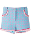 Moschino Houndstooth Cotton Blend Bouclé Shorts In Blau