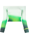 Off-white Blurred Seamless Off-the-shoulder Top In Grün