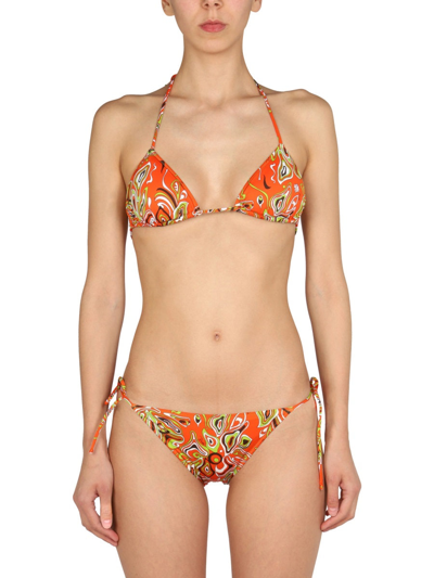 Emilio Pucci African Print Bikini Bottom In Orange