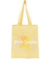 Palm Angels Logo-print Raffia Tote Bag In Yellow