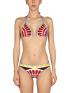 La Doublej Abstract Print Halterneck Bikini Top In Multicolour