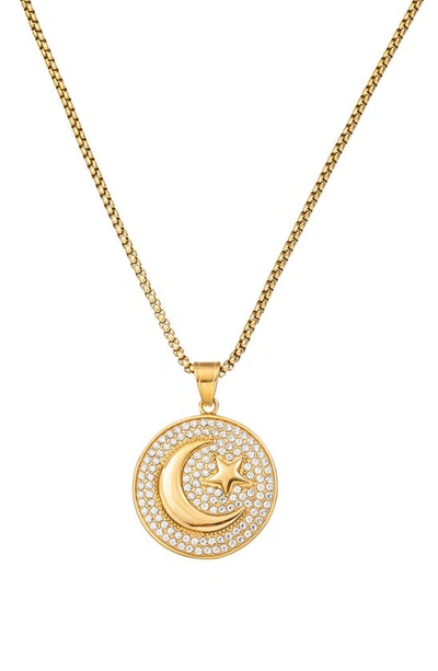 Eye Candy Los Angeles Star & Moon Cz Pendant Necklace In Gold