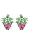 Eye Candy Los Angeles Gold-tone Purple Grape Cz Statement Earrings