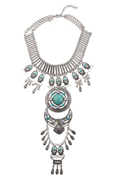 Eye Candy Los Angeles Greta Turquoise Necklace & Body Chain In Silver