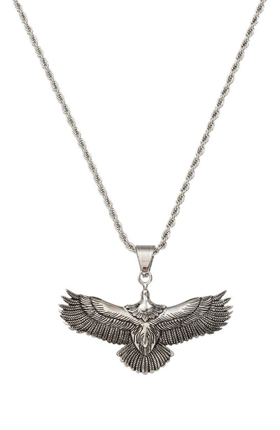 Eye Candy Los Angeles Eye Candy La Luxe Collection Titanium Sebastian Eagle Pendant Necklace In Silver