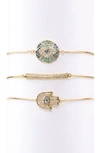 Eye Candy Los Angeles Cici Hamsa Cz Bracelet Set In Gold