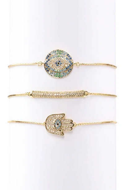 Eye Candy Los Angeles Cici Hamsa Cz Bracelet Set In Gold