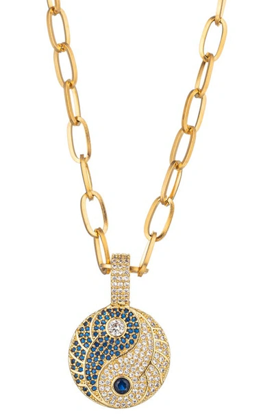 Eye Candy Los Angeles Isabella Cz Yin Yang Pendant Necklace In Gold