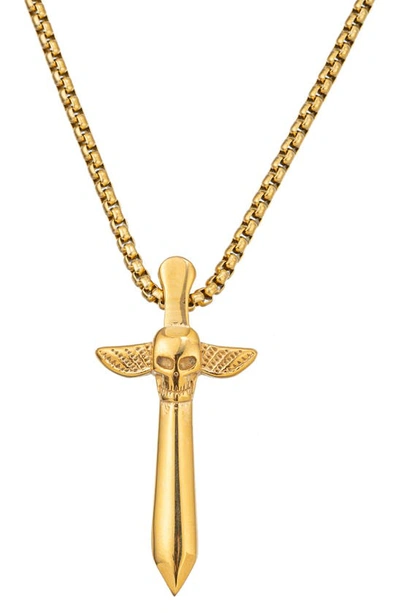 Eye Candy Los Angeles Skull Sword Cross Pendant Necklace In Gold